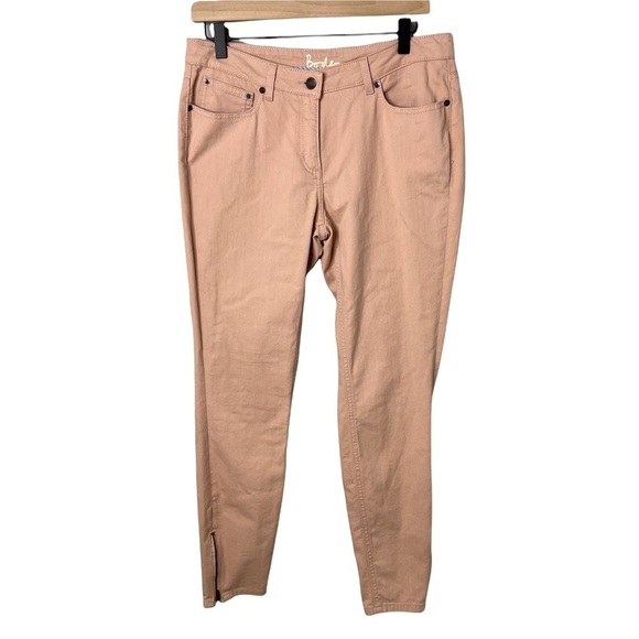 Boden Zip Ankle Skimmer Jeans Size 8 Long Pink Peach WC145 - Picture 2 of 8